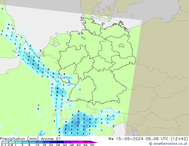 precipitação Arome 01 Qua 15.05.2024 06 UTC
