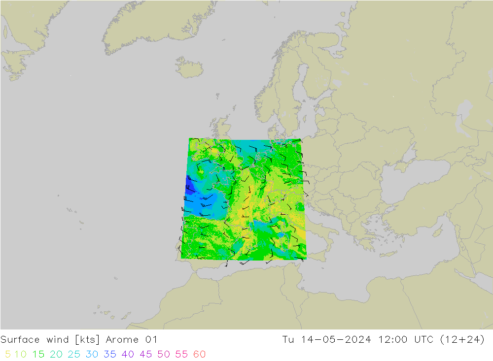 Surface wind Arome 01 Tu 14.05.2024 12 UTC