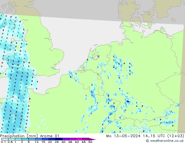 Precipitación Arome 01 lun 13.05.2024 15 UTC