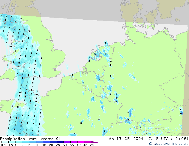 Niederschlag Arome 01 Mo 13.05.2024 18 UTC