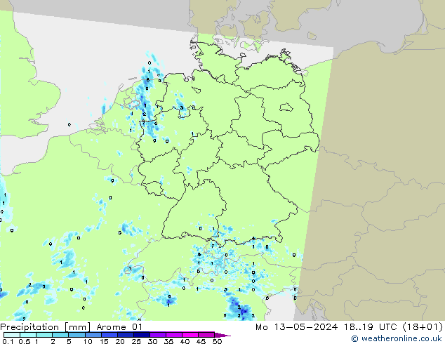 Precipitación Arome 01 lun 13.05.2024 19 UTC