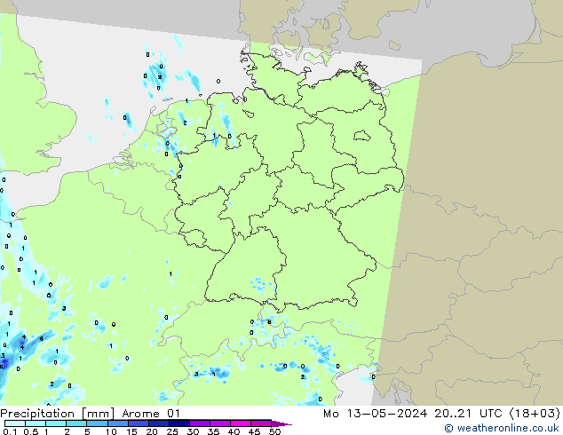 Precipitación Arome 01 lun 13.05.2024 21 UTC