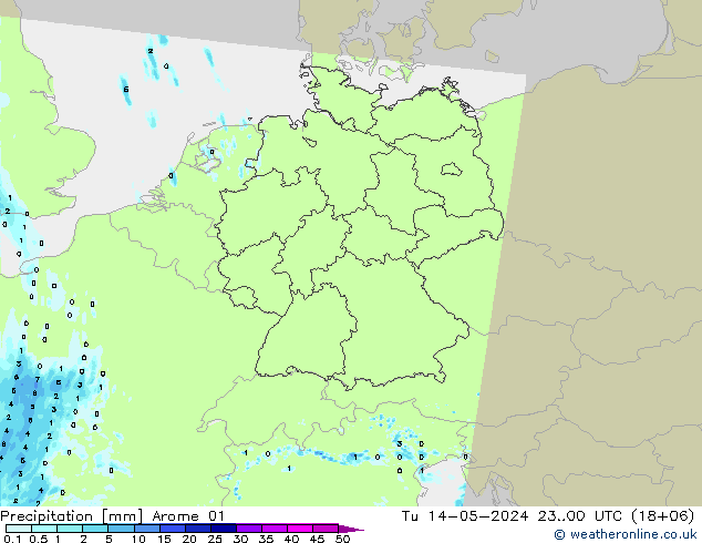 降水 Arome 01 星期二 14.05.2024 00 UTC