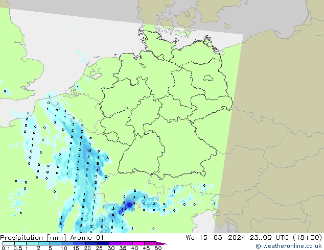 Precipitation Arome 01 We 15.05.2024 00 UTC