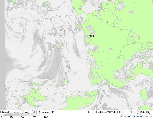 Nubi basse Arome 01 mar 14.05.2024 00 UTC