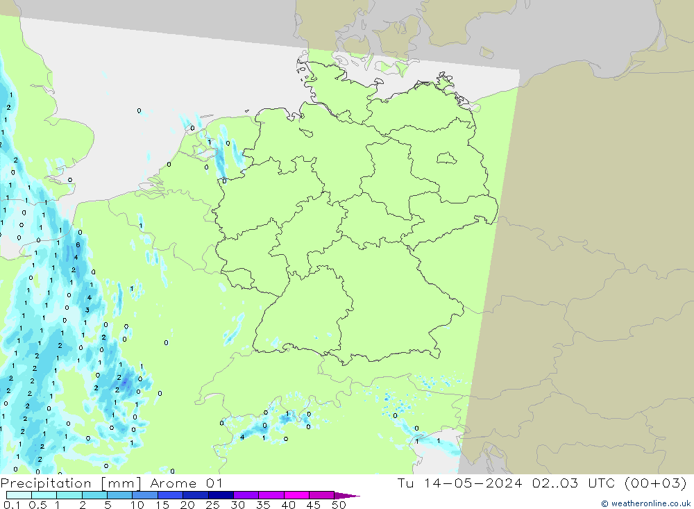 Precipitación Arome 01 mar 14.05.2024 03 UTC
