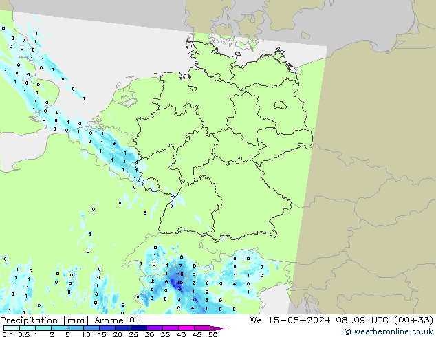 Yağış Arome 01 Çar 15.05.2024 09 UTC