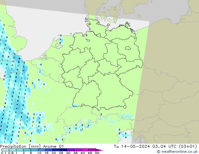 降水 Arome 01 星期二 14.05.2024 04 UTC