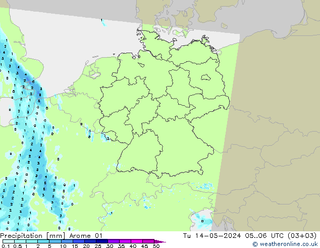 Precipitación Arome 01 mar 14.05.2024 06 UTC