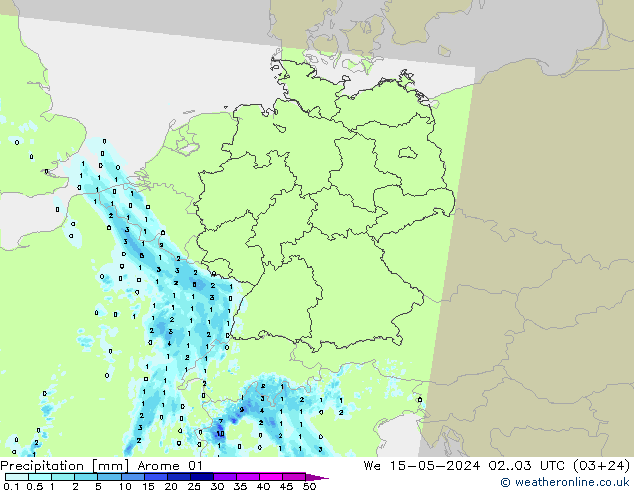 Precipitation Arome 01 We 15.05.2024 03 UTC