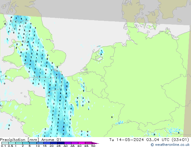 降水 Arome 01 星期二 14.05.2024 04 UTC