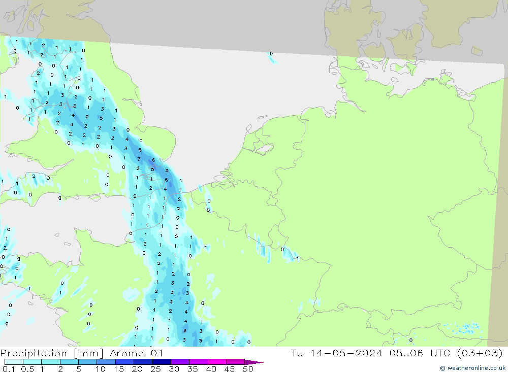 Precipitación Arome 01 mar 14.05.2024 06 UTC