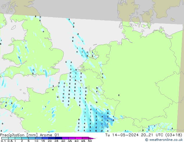 Precipitation Arome 01 Tu 14.05.2024 21 UTC