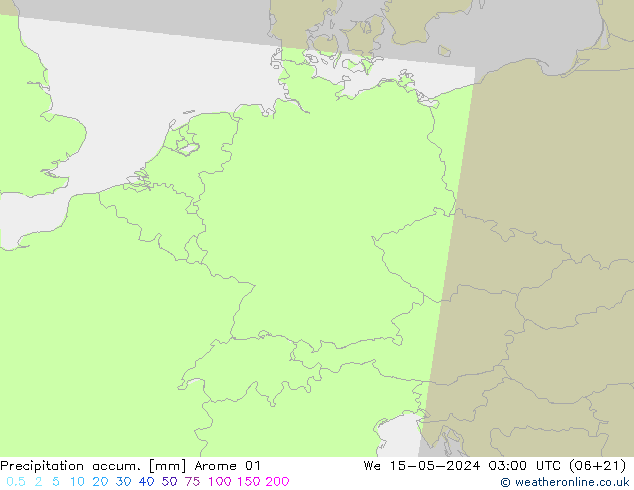 Precipitation accum. Arome 01 Qua 15.05.2024 03 UTC