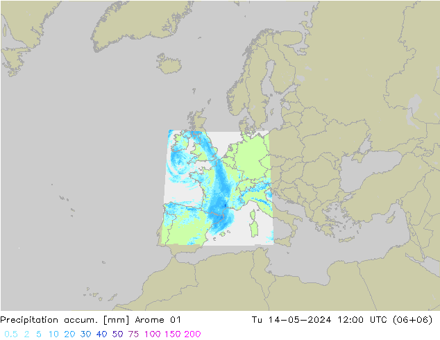 Precipitation accum. Arome 01 вт 14.05.2024 12 UTC