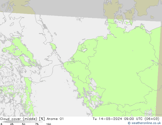 Nubes medias Arome 01 mar 14.05.2024 09 UTC