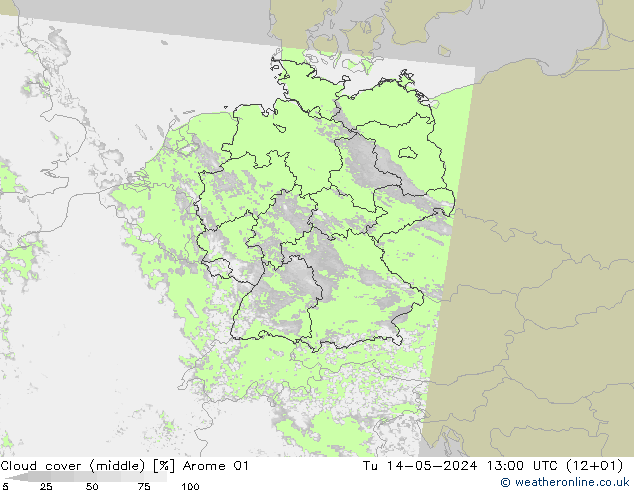 Bewolking (Middelb.) Arome 01 di 14.05.2024 13 UTC