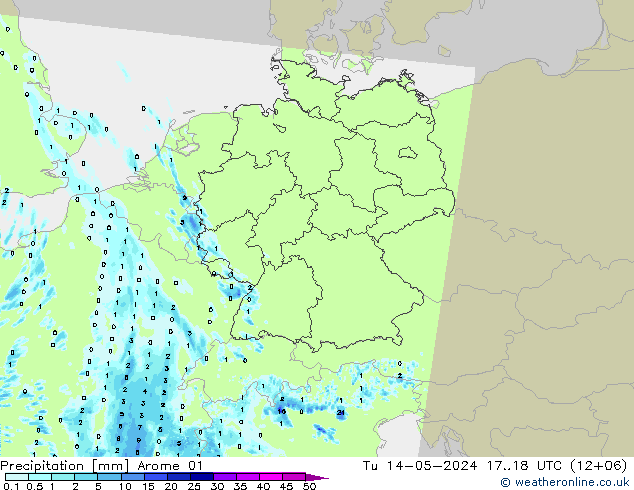 Precipitation Arome 01 Tu 14.05.2024 18 UTC