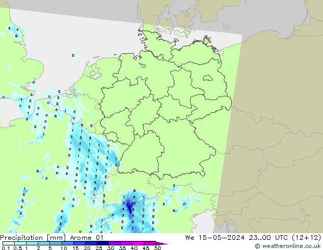 降水 Arome 01 星期三 15.05.2024 00 UTC
