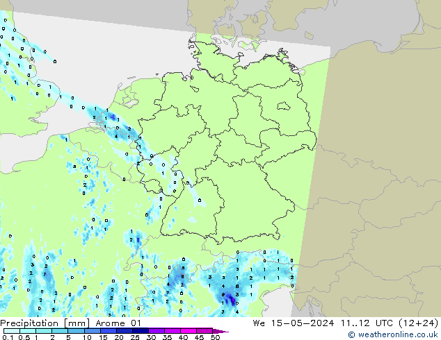 Precipitation Arome 01 We 15.05.2024 12 UTC