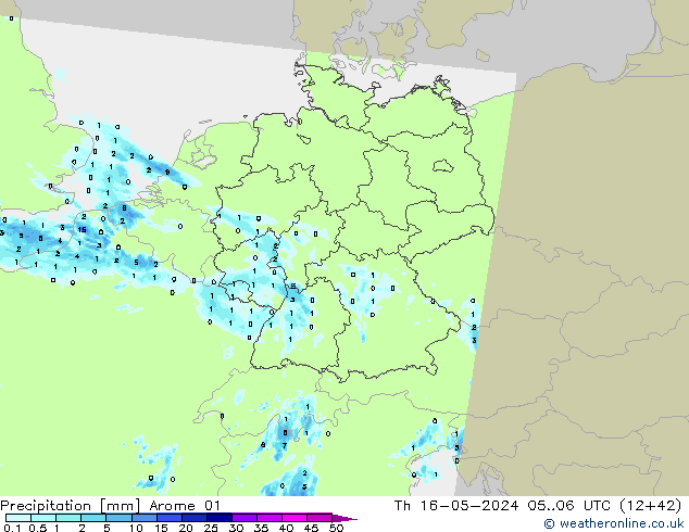 Precipitazione Arome 01 gio 16.05.2024 06 UTC