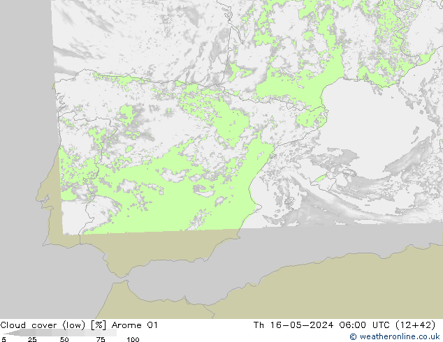 Nubes bajas Arome 01 jue 16.05.2024 06 UTC