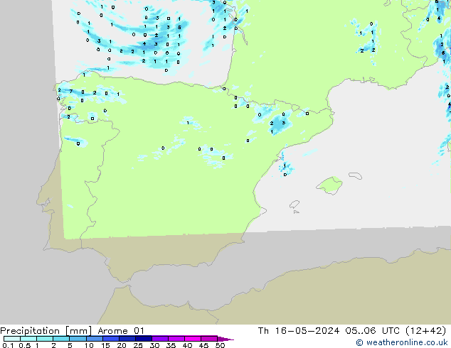 precipitação Arome 01 Qui 16.05.2024 06 UTC