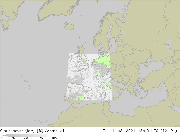 Nubes bajas Arome 01 mar 14.05.2024 13 UTC