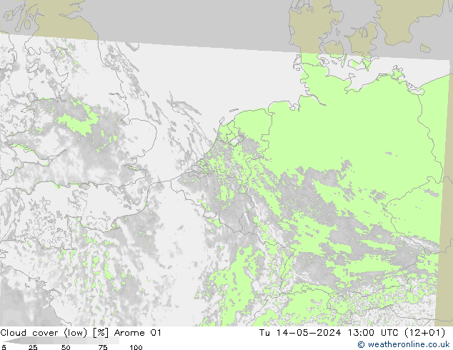 云 (低) Arome 01 星期二 14.05.2024 13 UTC