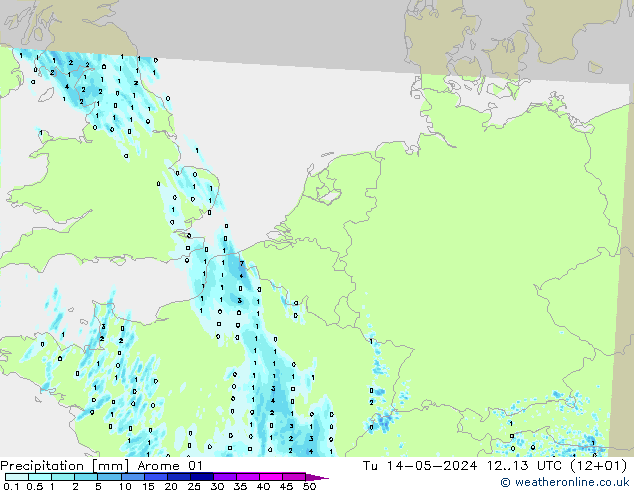 降水 Arome 01 星期二 14.05.2024 13 UTC