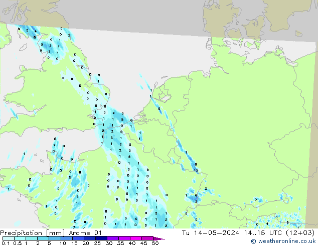 Precipitación Arome 01 mar 14.05.2024 15 UTC