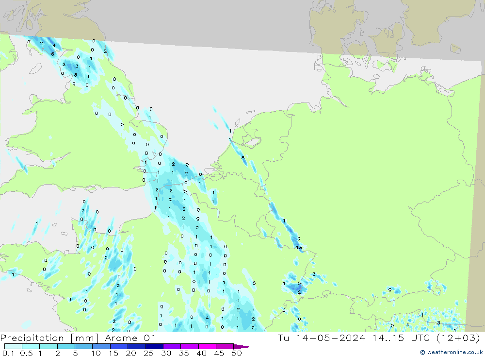 Precipitación Arome 01 mar 14.05.2024 15 UTC