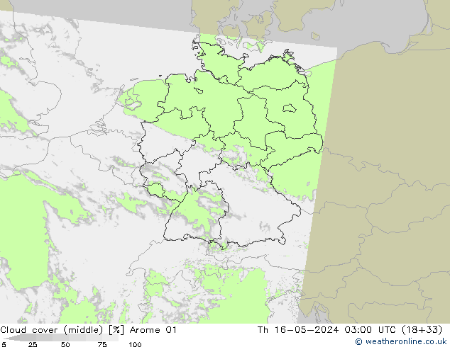 Nubi medie Arome 01 gio 16.05.2024 03 UTC