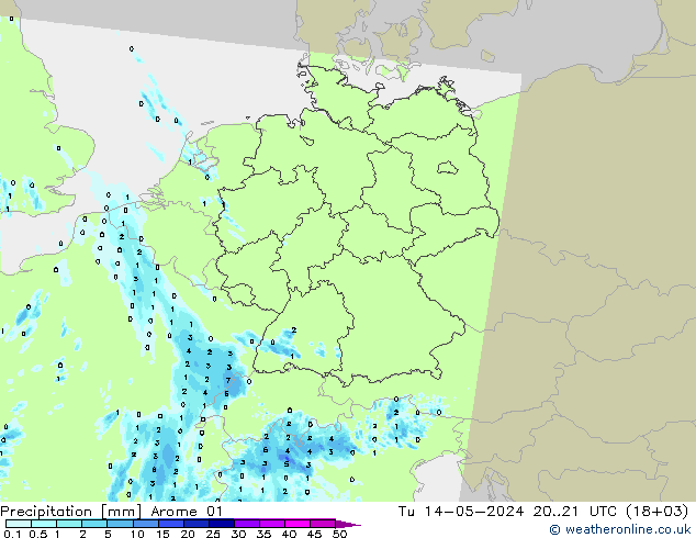 Precipitación Arome 01 mar 14.05.2024 21 UTC
