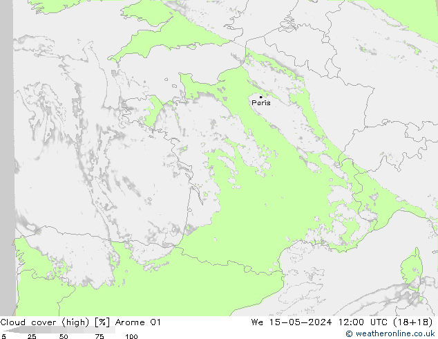 zachmurzenie (wysokie) Arome 01 śro. 15.05.2024 12 UTC