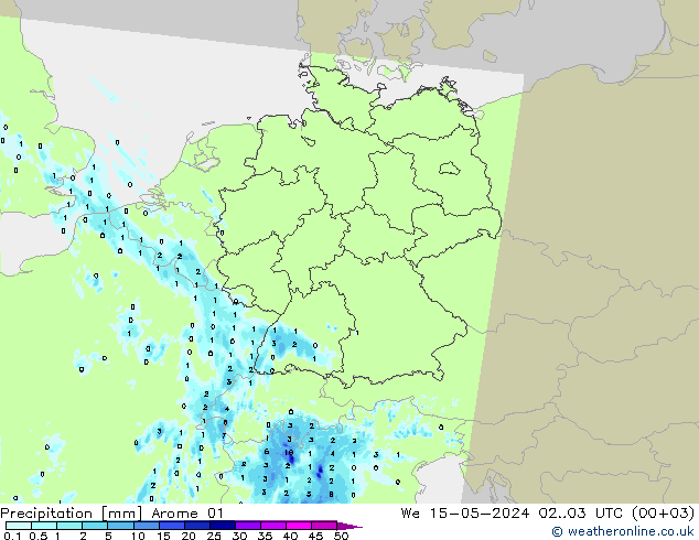 Precipitación Arome 01 mié 15.05.2024 03 UTC