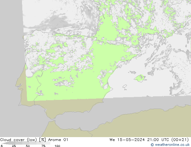 Bulutlar (düşük) Arome 01 Çar 15.05.2024 21 UTC