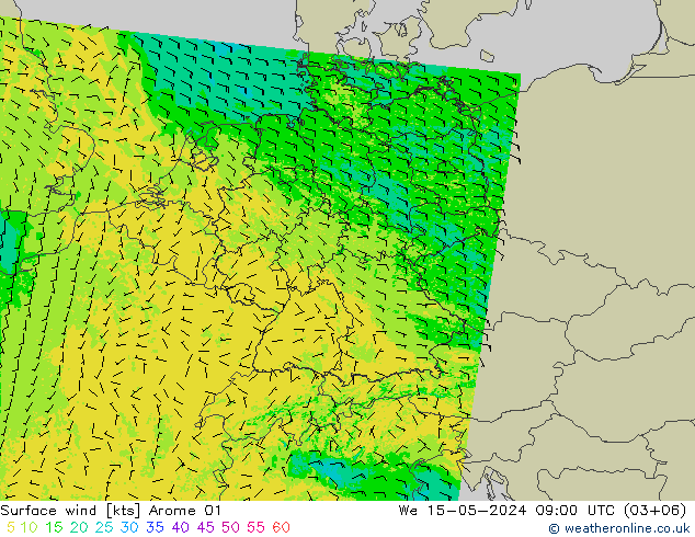 Bodenwind Arome 01 Mi 15.05.2024 09 UTC