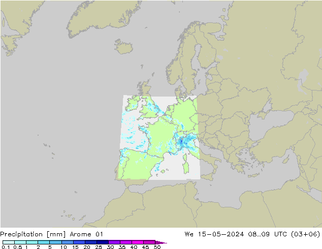 Precipitation Arome 01 We 15.05.2024 09 UTC