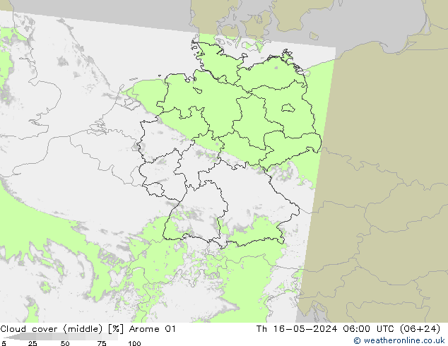 Nubi medie Arome 01 gio 16.05.2024 06 UTC