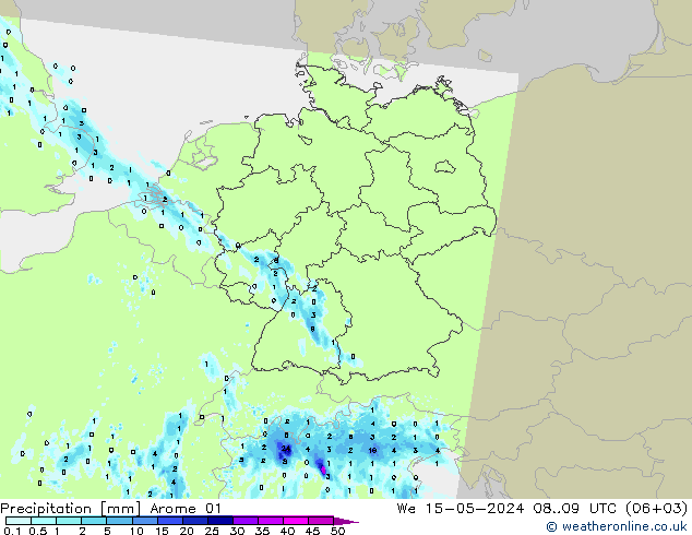 Precipitación Arome 01 mié 15.05.2024 09 UTC