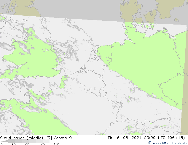 Cloud cover (middle) Arome 01 Th 16.05.2024 00 UTC