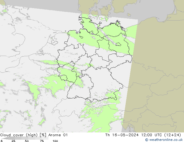 nuvens (high) Arome 01 Qui 16.05.2024 12 UTC