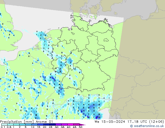 Precipitazione Arome 01 mer 15.05.2024 18 UTC