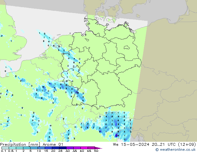 Neerslag Arome 01 wo 15.05.2024 21 UTC