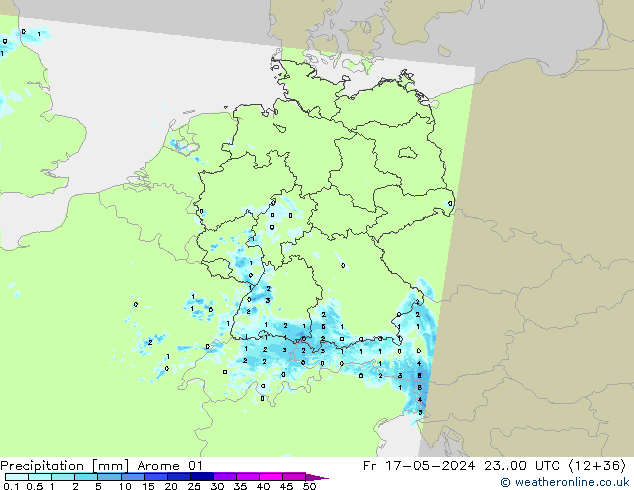 Precipitazione Arome 01 ven 17.05.2024 00 UTC