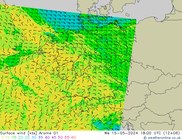 Bodenwind Arome 01 Mi 15.05.2024 18 UTC