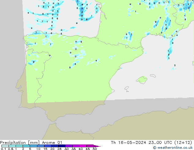 Precipitation Arome 01 Th 16.05.2024 00 UTC