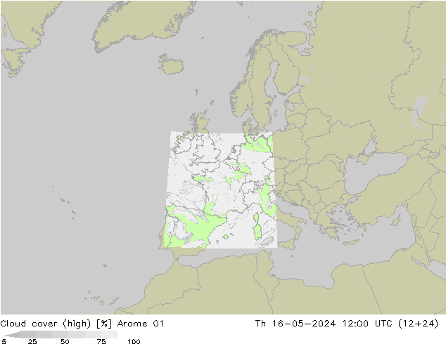 Bewolking (Hoog) Arome 01 do 16.05.2024 12 UTC