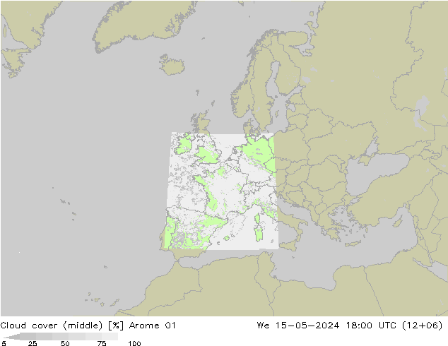 oblačnosti uprostřed Arome 01 St 15.05.2024 18 UTC